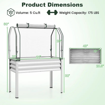 Galvanized Raised Garden Bed with Legs and Cover