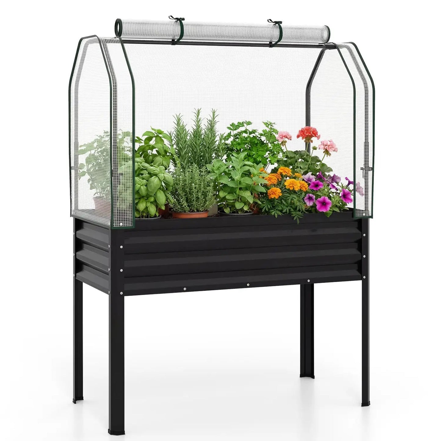 Galvanized Raised Garden Bed with Legs and Cover