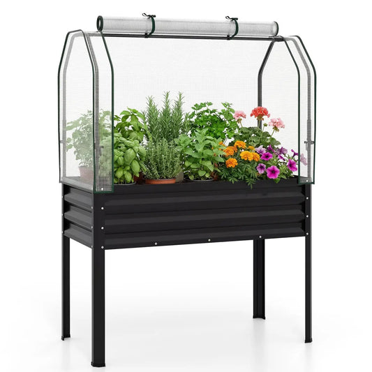 Galvanized Raised Garden Bed with Legs and Cover