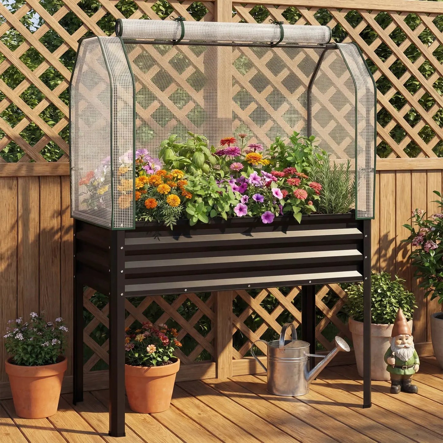Galvanized Raised Garden Bed with Legs and Cover