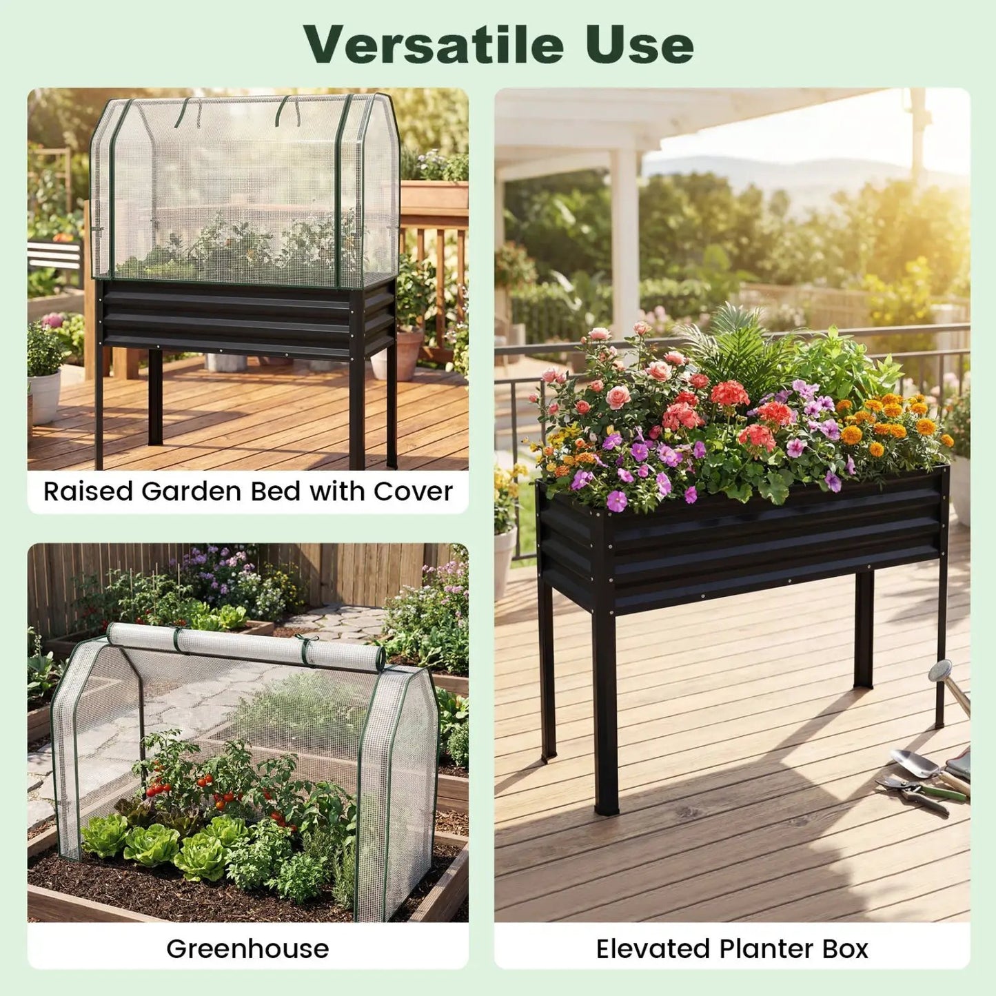 Galvanized Raised Garden Bed with Legs and Cover