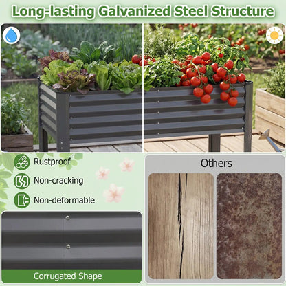 Galvanized Raised Garden Bed With Legs 46x24x31