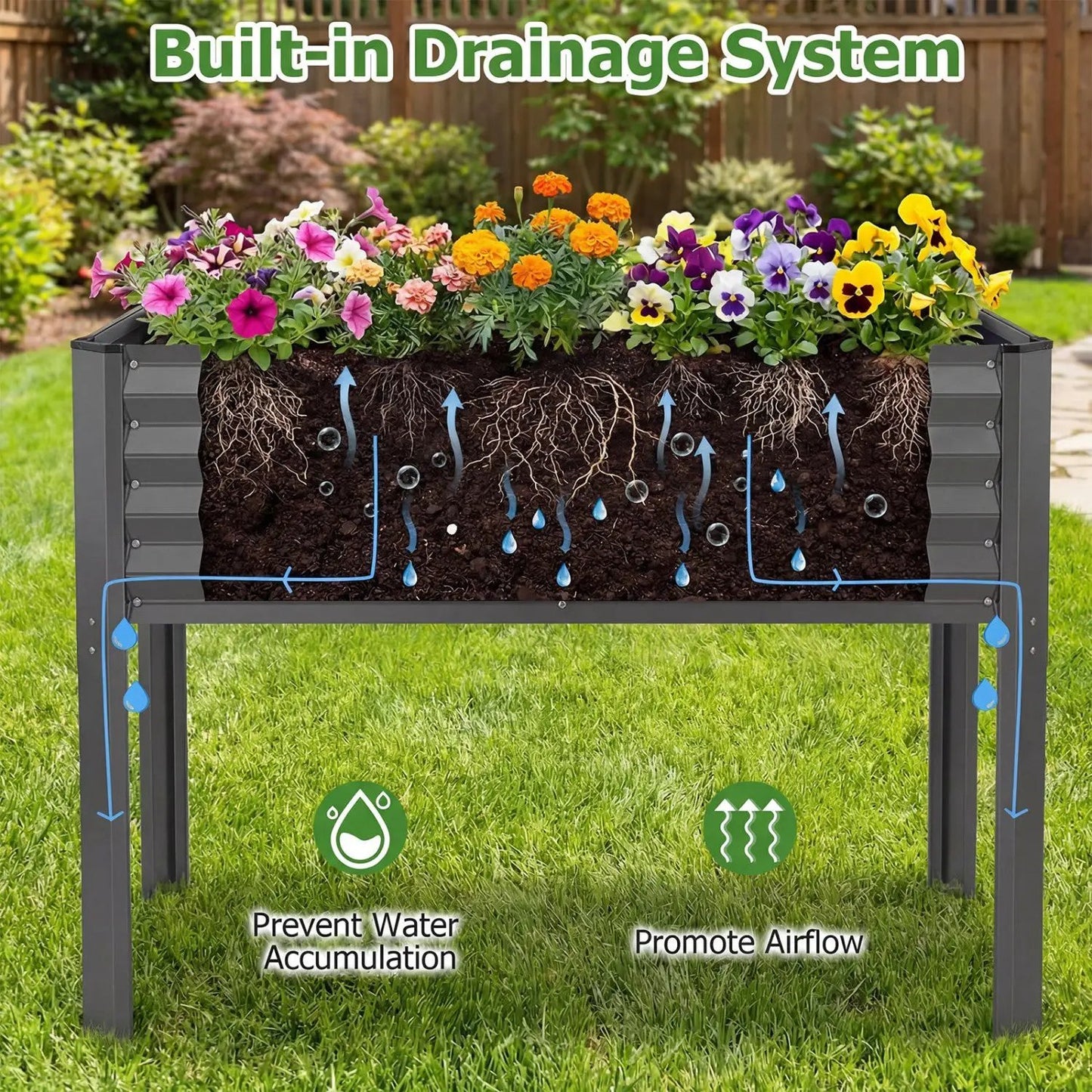 Galvanized Raised Garden Bed With Legs 46x24x31