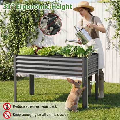 Galvanized Raised Garden Bed With Legs 46x24x31