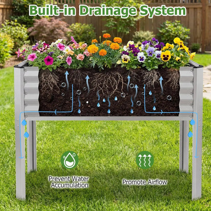 Galvanized Raised Garden Bed With Legs 46x24x31