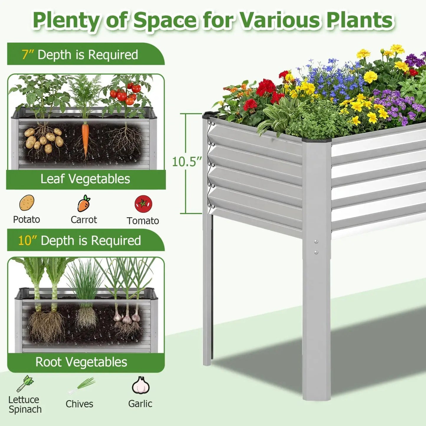 Galvanized Raised Garden Bed With Legs 46x24x31