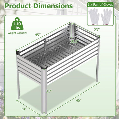 Galvanized Raised Garden Bed With Legs 46x24x31