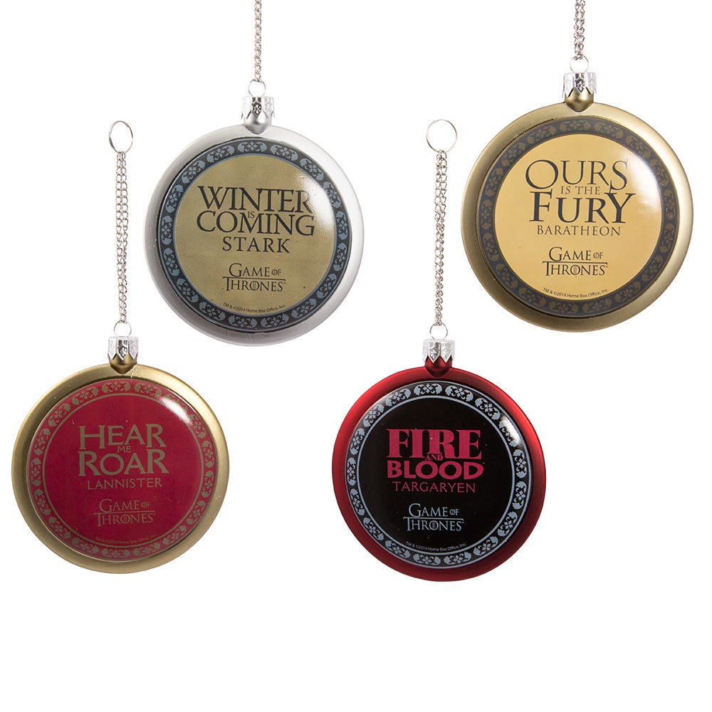 Game Of Thrones Disc Ornaments - 4 Piece Box Set - Tampa Home & Garden Store