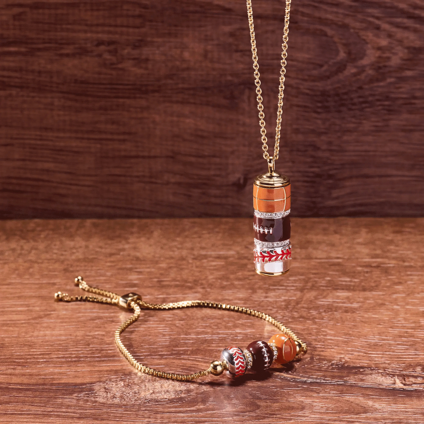 Game On Spinner Pendant With Sports Beads