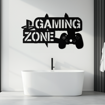 Gaming Zone Metal Wall Art - Gamer Room Decor- KAF169 - Tampa Home & Garden Store