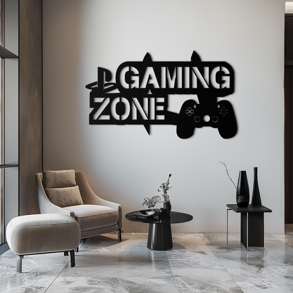 Gaming Zone Metal Wall Art - Gamer Room Decor- KAF169 - Tampa Home & Garden Store