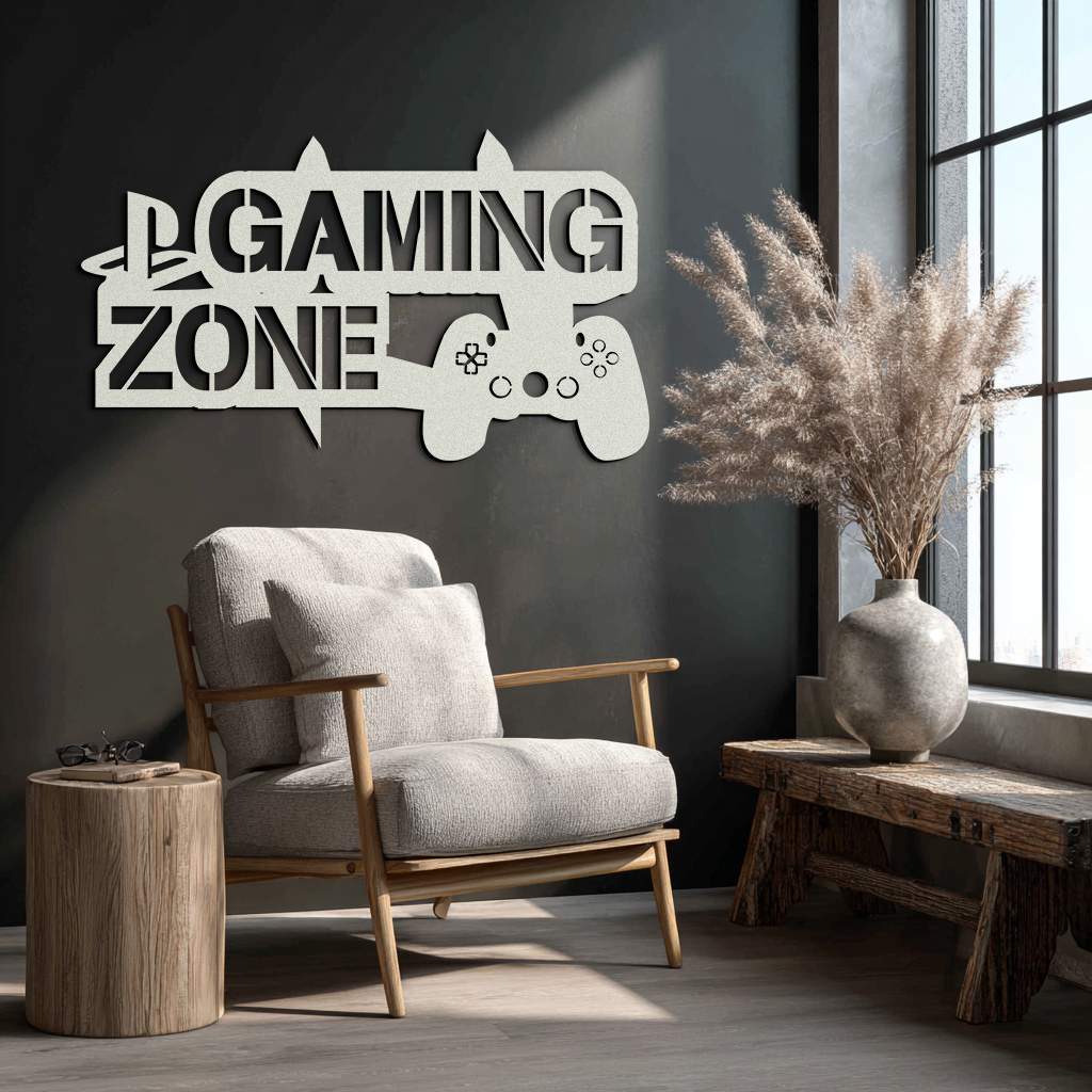 Gaming Zone Metal Wall Art - Gamer Room Decor- KAF169 - Tampa Home & Garden Store