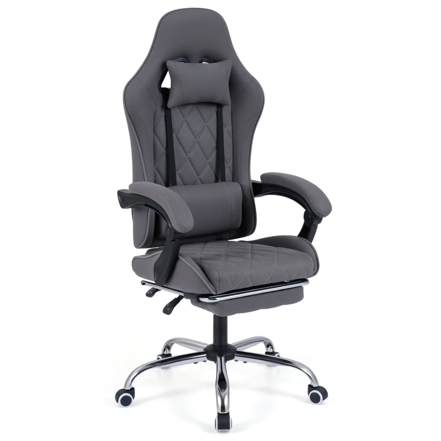 Gaming Chair Height Adjustable Computer Chair with Headrest and Lumbar Support-Gray