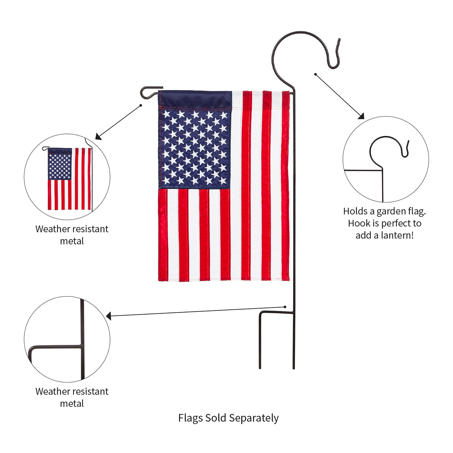 Garden Flag Stand with Shepherd's Hook - Tampa Home & Garden Store