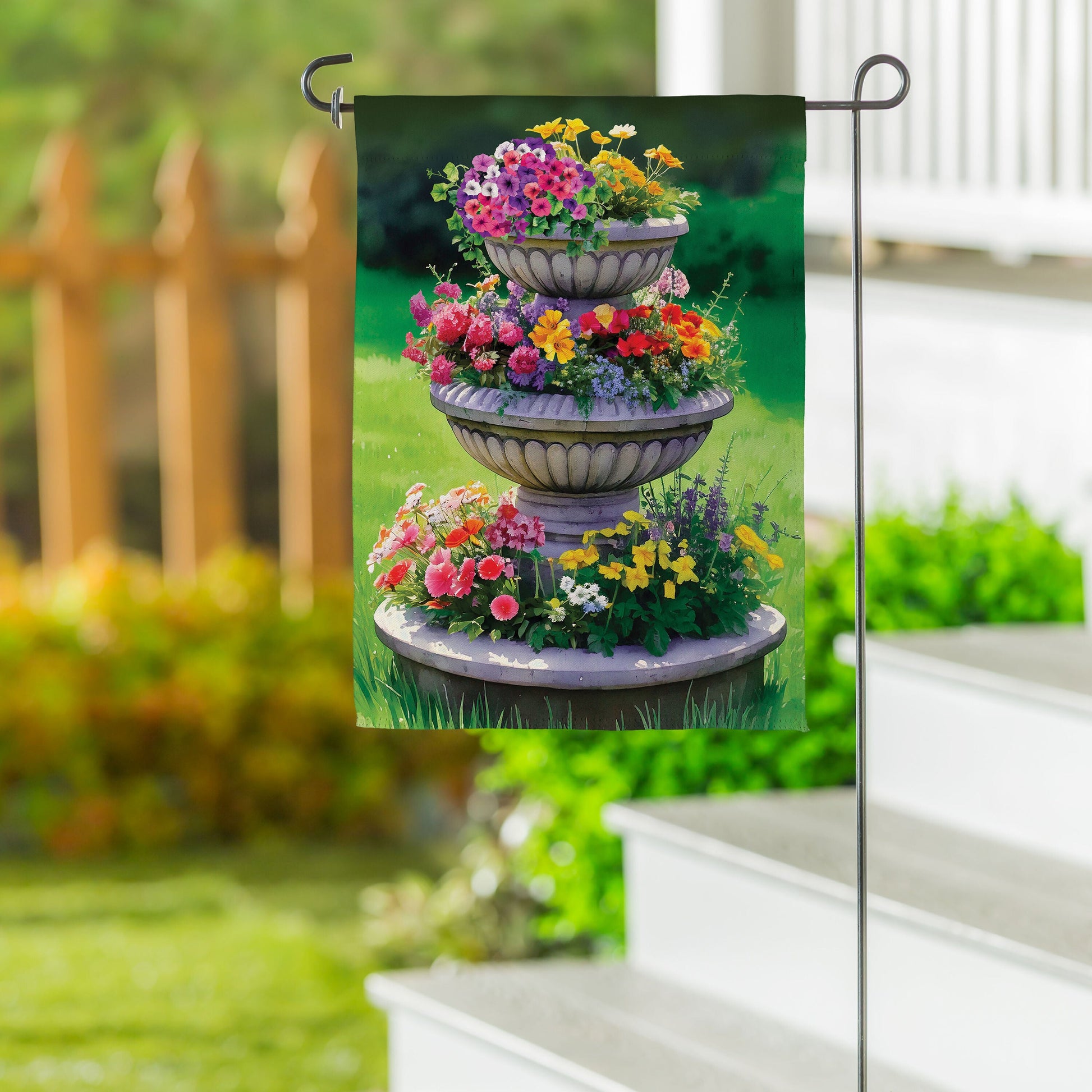 Garden Fountain Suede Garden Flag - Tampa Home & Garden Store