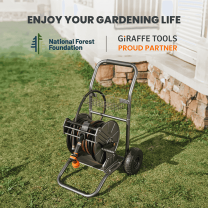 Garden Hose Reel Cart-2 Wheels-Stainless Steel-Heavy Duty - Tampa Home & Garden Store