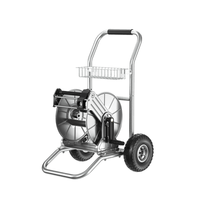 Garden Hose Reel Cart-2 Wheels-Stainless Steel-Heavy Duty - Tampa Home & Garden Store