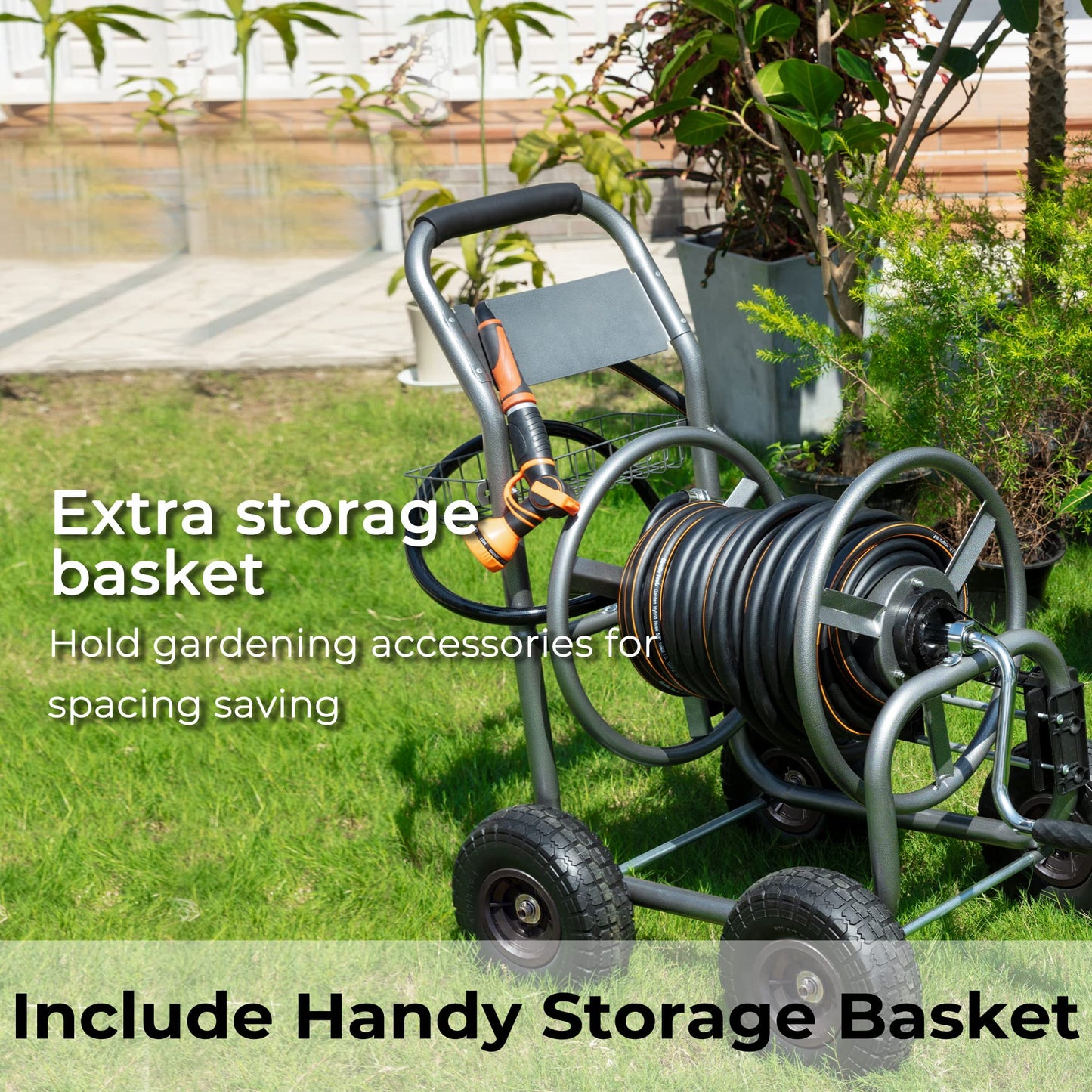 Garden Hose Reel Cart-4 Wheels-Heavy Duty - Tampa Home & Garden Store