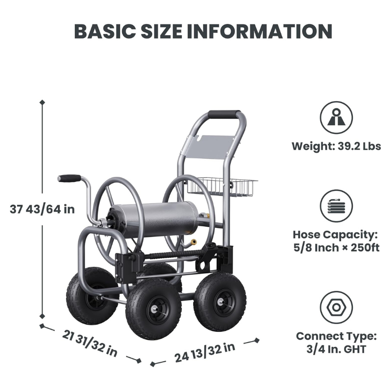 Garden Hose Reel Cart-4 Wheels-Heavy Duty - Tampa Home & Garden Store