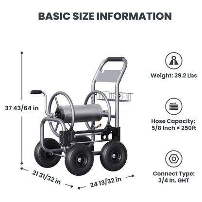 Garden Hose Reel Cart-4 Wheels-Heavy Duty - Tampa Home & Garden Store