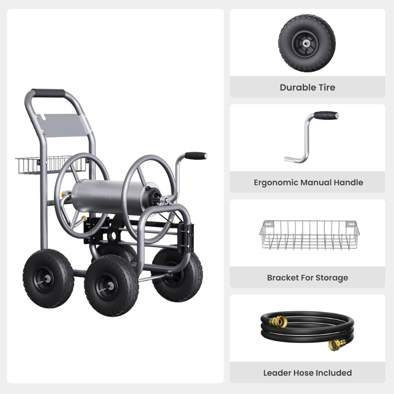Garden Hose Reel Cart-4 Wheels-Heavy Duty - Tampa Home & Garden Store