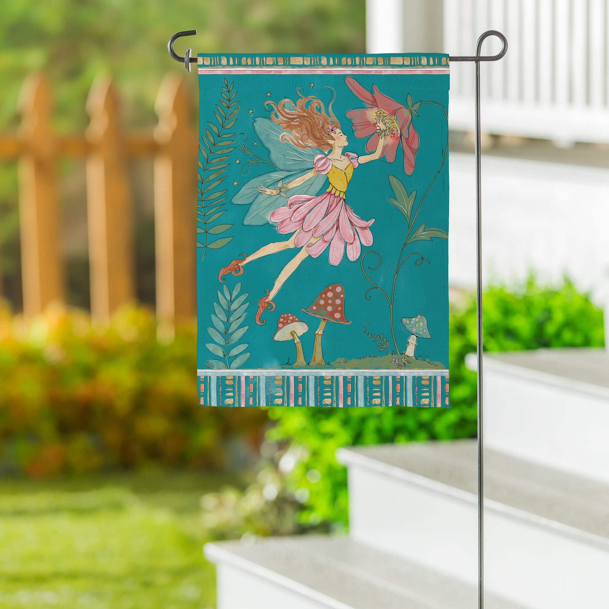 Garden Of Wonder Teal Suede Garden Flag - Tampa Home & Garden Store