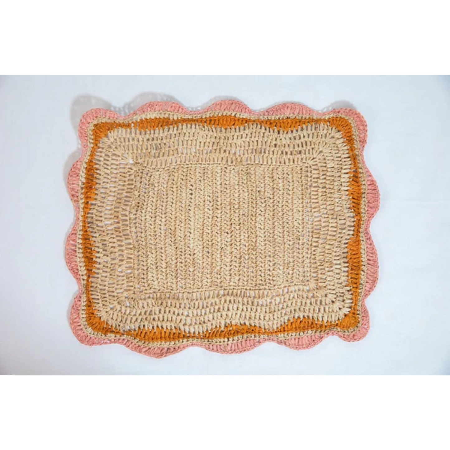 Garden Party placemats with Pink and Orange Edges, Hand Woven Rectangular Table Mat - Tampa Home & Garden Store