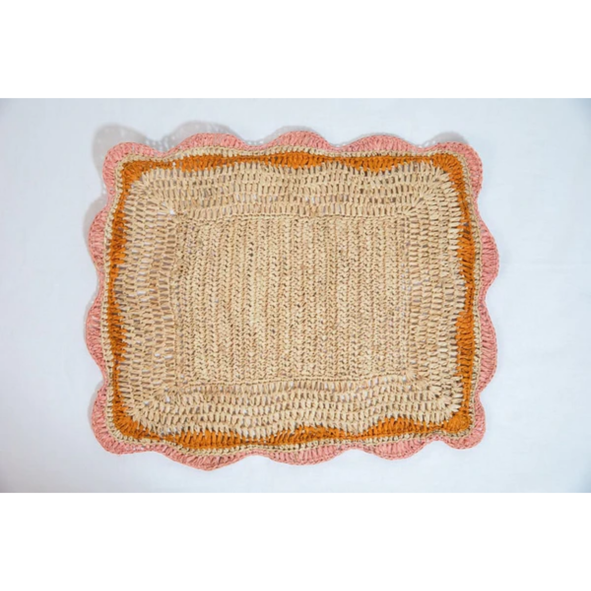Garden Party placemats with Pink and Orange Edges, Hand Woven Rectangular Table Mat - Tampa Home & Garden Store