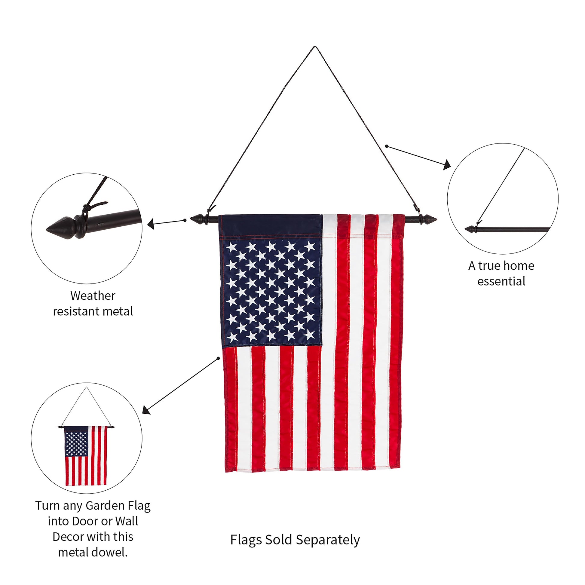Garden Size Metal Dowel Flag Hanger - Tampa Home & Garden Store