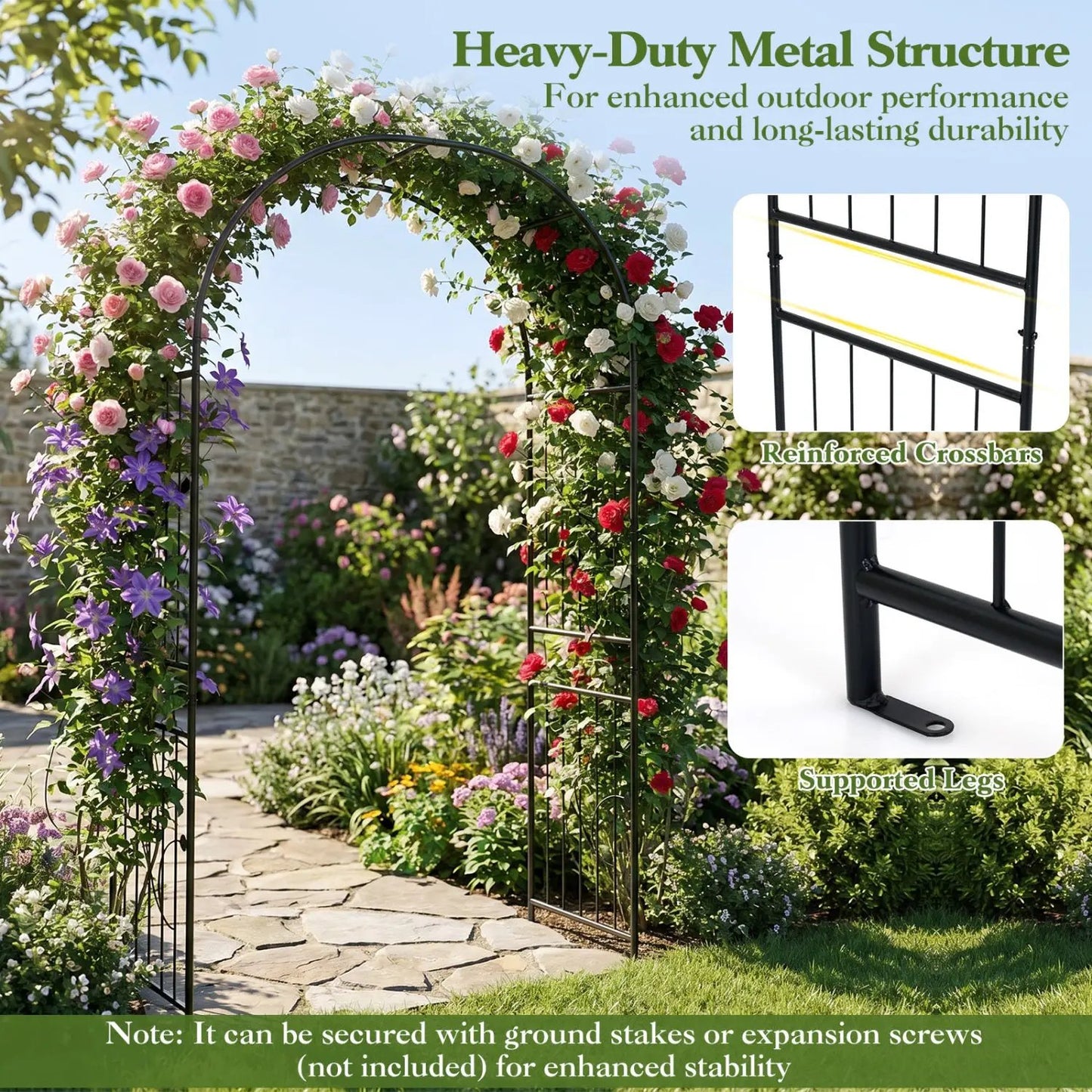 Garden Arch 87 Inch Tall Heavy Duty Metal Arbor