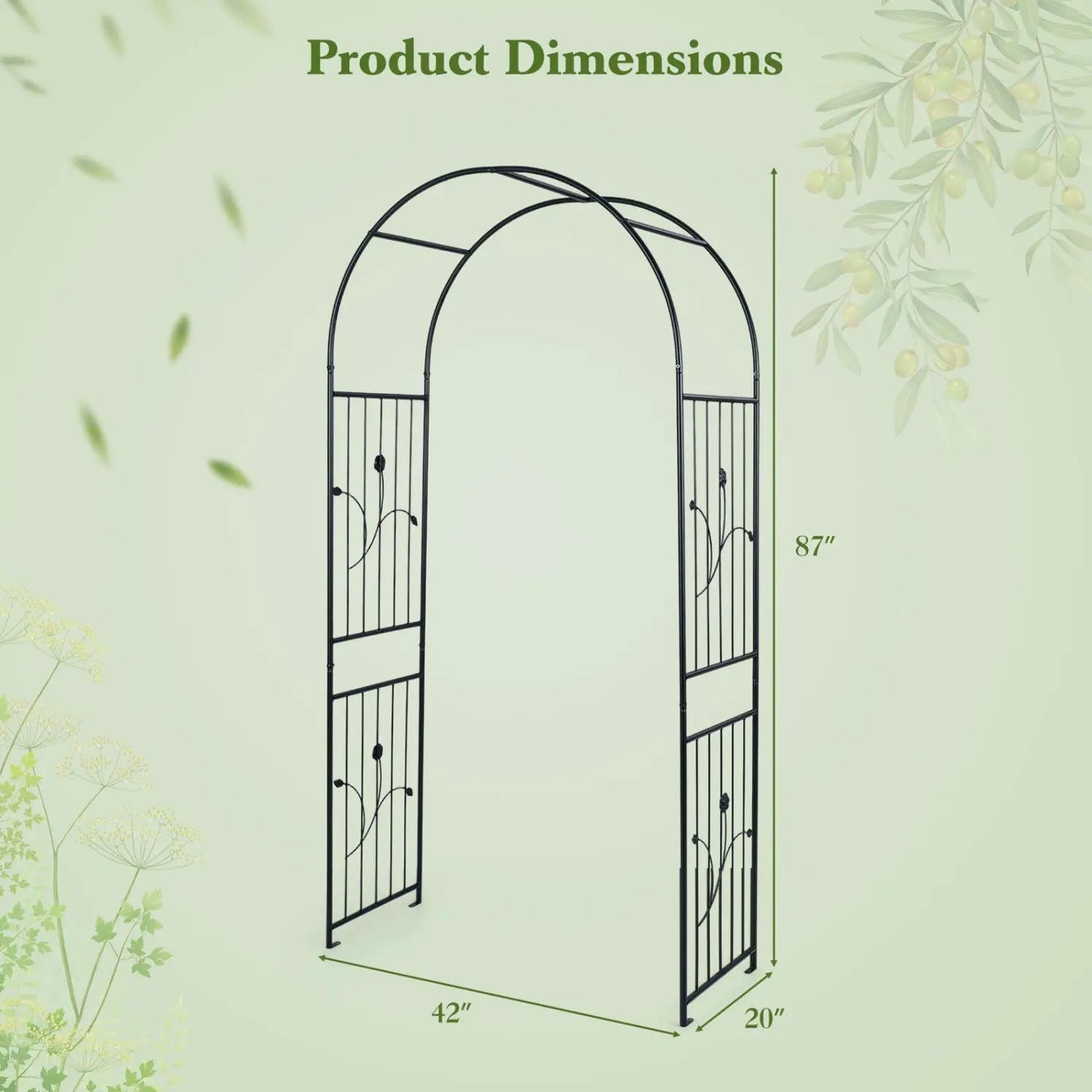 Garden Arch 87 Inch Tall Heavy Duty Metal Arbor