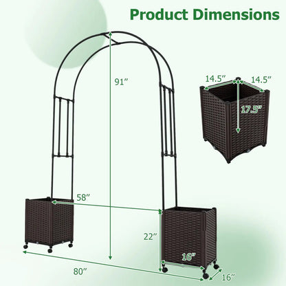 Garden Arch Trellis With 2 Planter Boxes