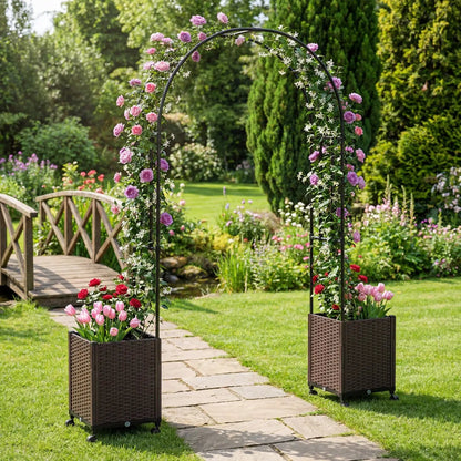 Garden Arch Trellis With 2 Planter Boxes
