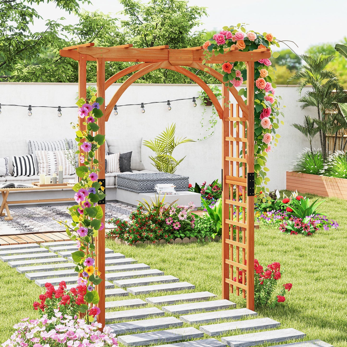 Garden Archway Arch Lattice Trellis Pergola for Climbing Plants and Outdoor Wedding Bridal Decor
