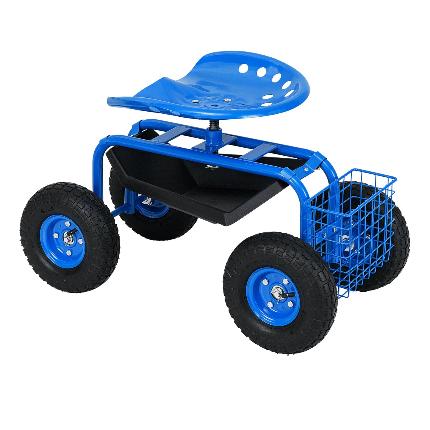 Carrito de jardín con bandeja de herramientas de alta resistencia - Azul