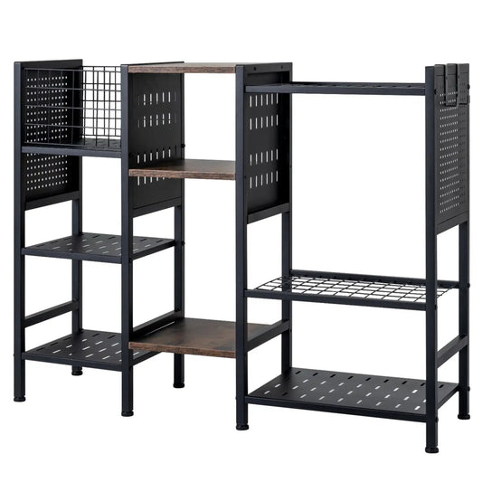 Garden Tool Organizer With Wooden Shelves