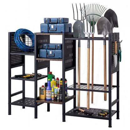 Garden Tool Organizer With Wooden Shelves