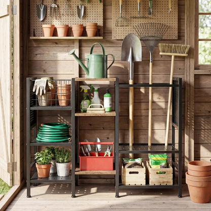 Garden Tool Organizer With Wooden Shelves