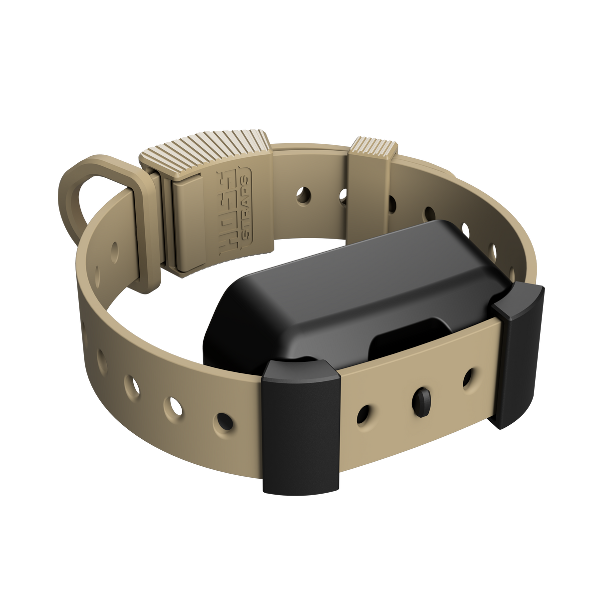 Training Collar Setup Hoss Straps beige hunting dog collar with ribbed buckle and black receiver on Tampa Home & Garden Store