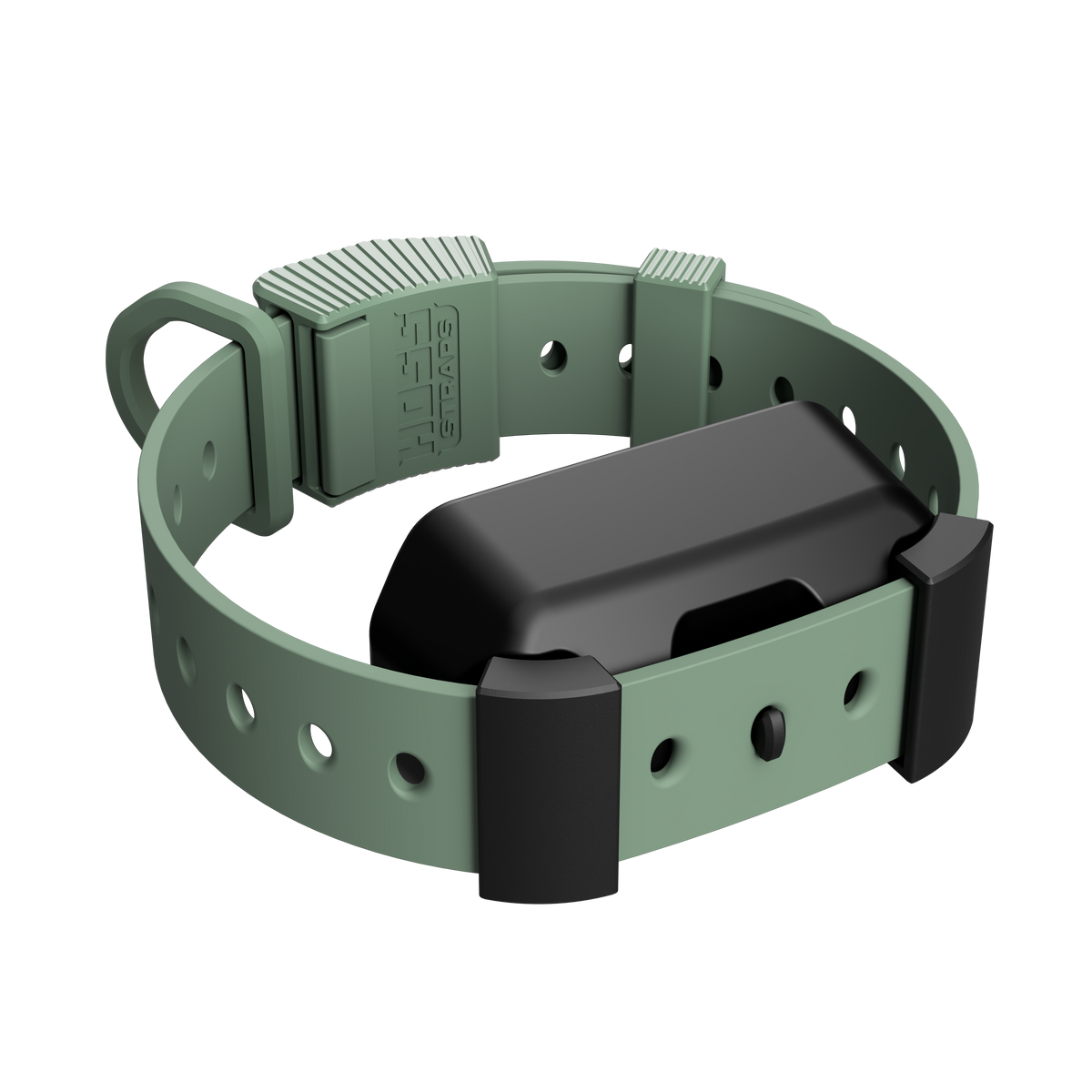 Training Collar Setup by Hoss Straps olive green hunting dog collar with ribbed sliders on Tampa Home & Garden Store