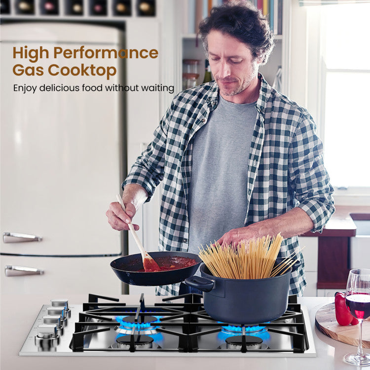 Encimera de gas de 30/36" con 4/6 quemadores y perillas ABS