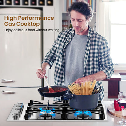 Encimera de gas de 30/36" con 4/6 quemadores y perillas ABS