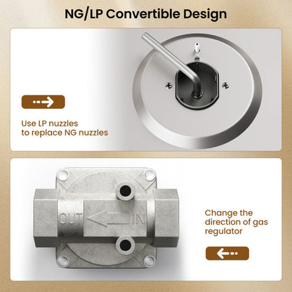 Encimera de gas de 30/36" con 4/6 quemadores y perillas ABS