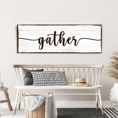 Gather Wall Art Sign II canvas with whitewashed wood and distressed edges Tailored Canvases on Tampa Home & Garden Store