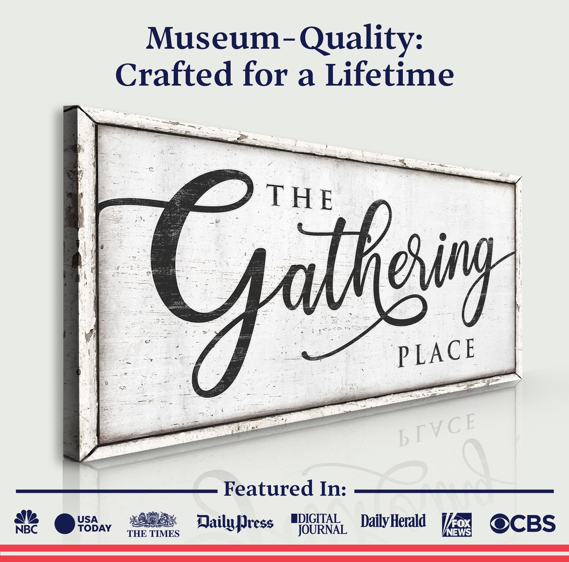 Canvas sign The Gathering Place II by Tailored Canvases with bold script Gathering on Tampa Home & Garden Store