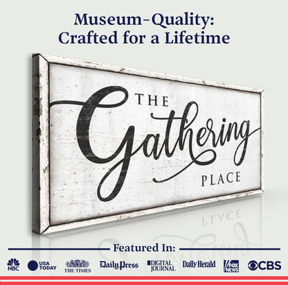 Canvas sign The Gathering Place II by Tailored Canvases with bold script Gathering on Tampa Home & Garden Store