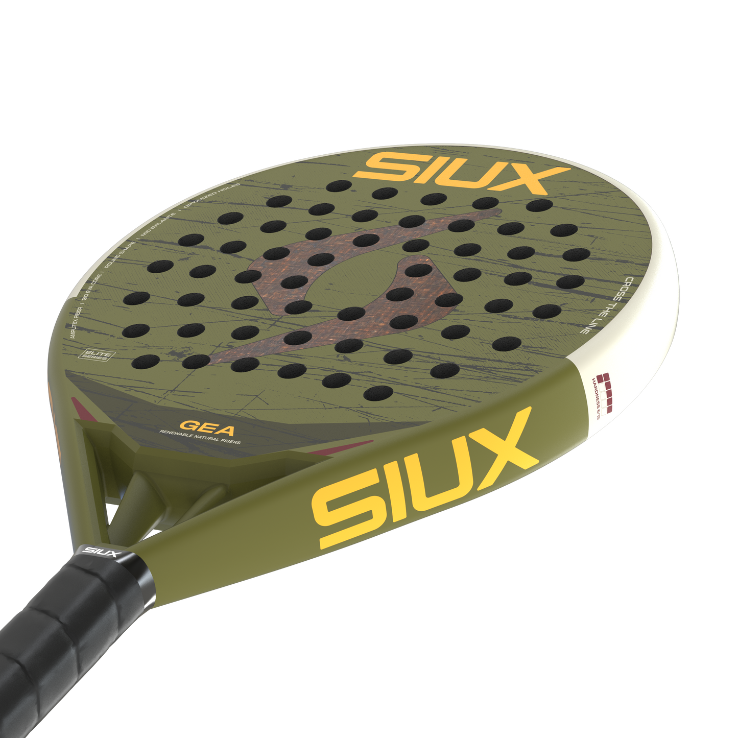 Gea 2 2026 padel racket by Siux USA, olive green face with black holes and orange branding on Tampa Home & Garden Store