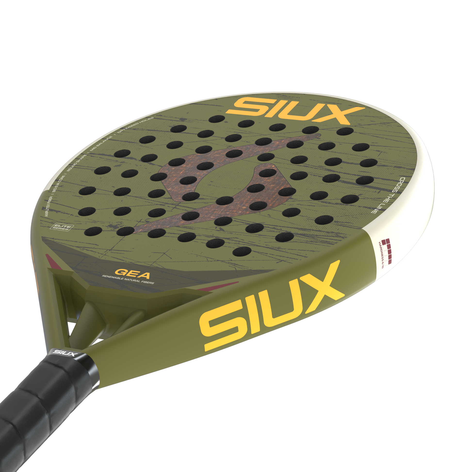 Gea 2 2026 padel racket by Siux USA, olive green face with black holes and orange branding on Tampa Home & Garden Store