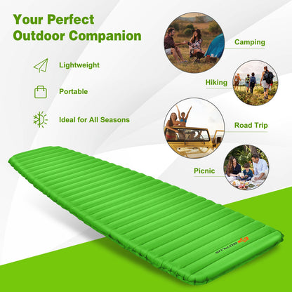 GemGear 3 Inch Thick Inflatable Waterproof Camping Sleeping Pad bright green in foreground on Tampa Home & Garden Store