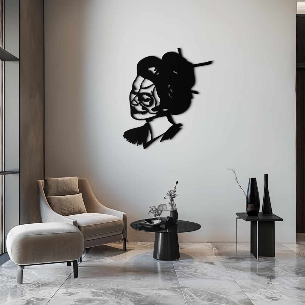 Geisha Skull Fusion Metal Wall Art – Japanese Gothic Home Decor- KAF575 - Tampa Home & Garden Store